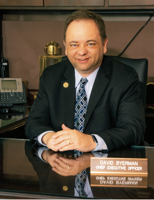 Restructured administration: CEO David Byerman sits at his desk at the county office. On Nov. 26, 2024, the Chester County commissioners announced his appointment along with Erik Walschburger as COO. 